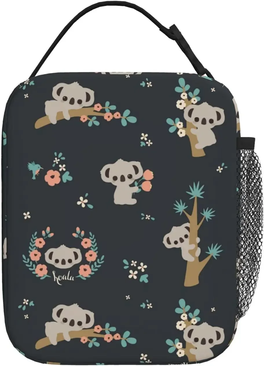 Lunch Box Insulated Lunch Bag for Women Men Cute Floral Koala Reusable Cooler Tote Bags for Work Picnic Outdoor