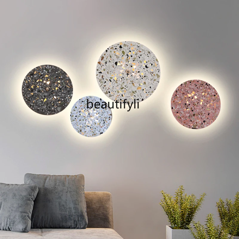 LBX Terrazzo Wall Lamp Living Room Background Wall Creative Personality Art Decoration Nordic Bed Head Combination round Cake