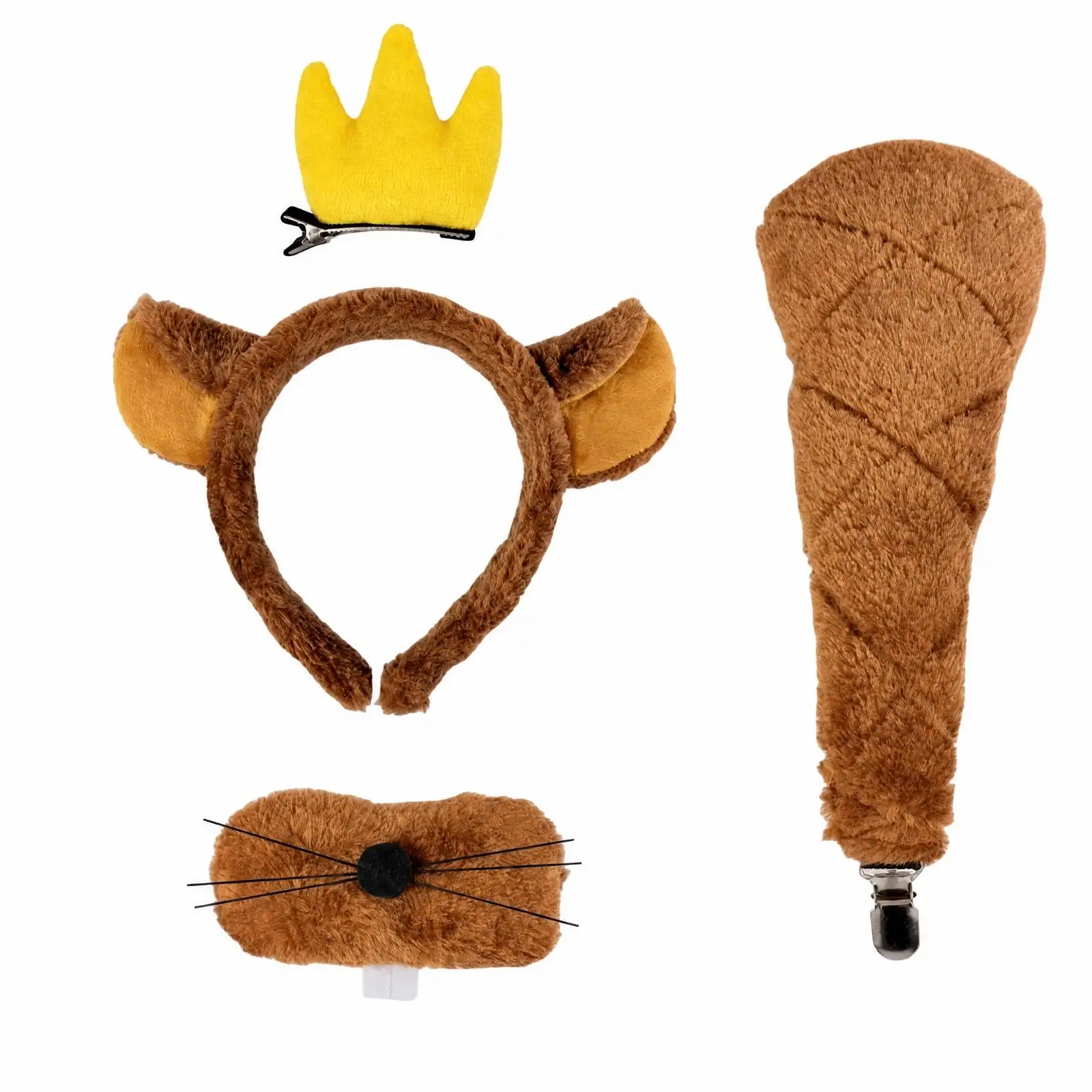 Children Beaver Costume Outfit Soft Brown Polyester Animal Roleplay Set with Face Muzzle for Halloween Party School Stage Fun