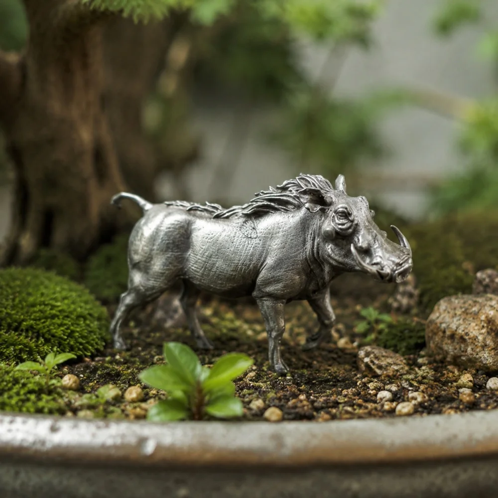 Vintage Brass Wild Boar Mini Figurine Animal Statue Bonsai Garden Decor Wildlife Diorama Desktop Ornament Gift