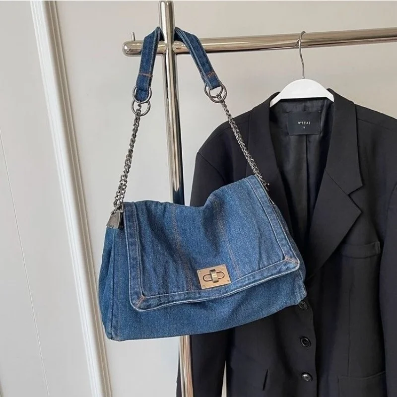

Denim bag women 2025 New fashion casual shoulder bags large capacity Tote Bag class commuting crossbody Bags for women bolsa sac