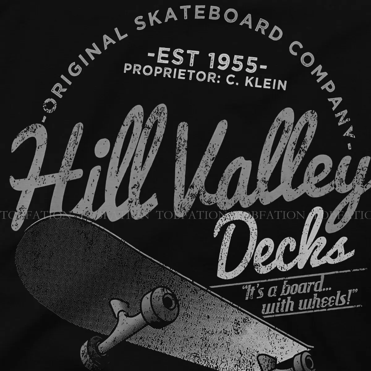 Hill Valley Decks Original Skateboard Company TShirt Back to the Future Film Creative T Shirt Male Tee 100% Cotton Clothes