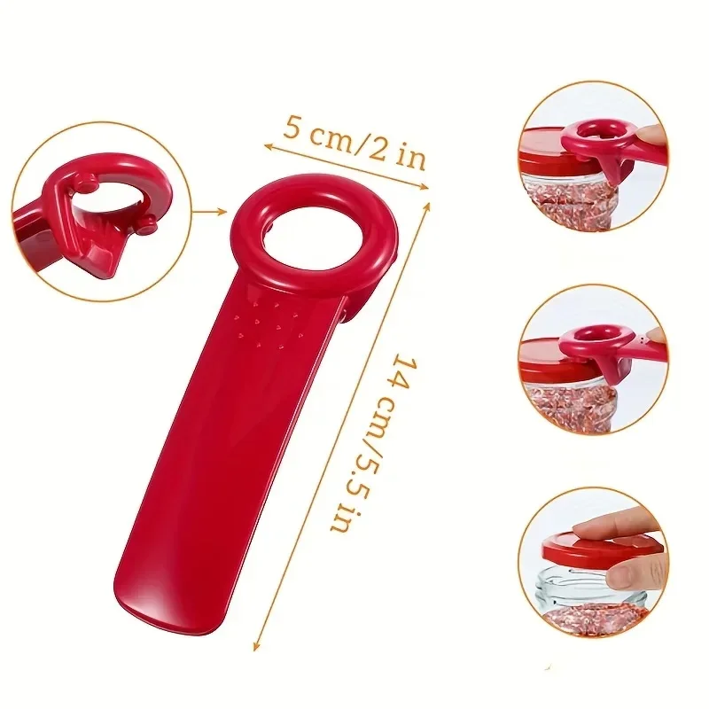 Easy Jar Key Opener, Great For Kids And Arthritis And Carpal Tunnel Sufferers, Red, 5.62-Inches