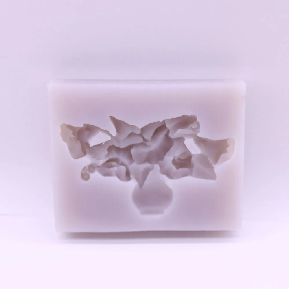 Violet Silicone Fondant Mould for Cake Toppers Candy Sugarcraft Icing Sugar Chocolate Baking Decor Flower Vase  Clay Resin Mold