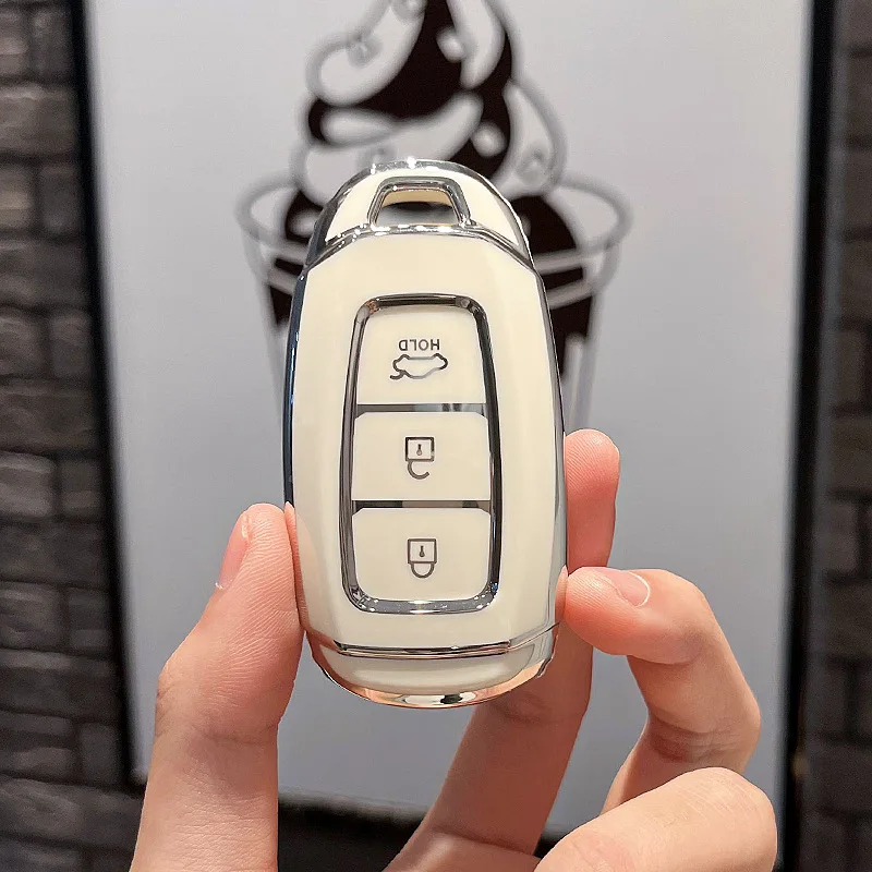 TPU Car Key Cover Remote Fob Key Case Protector For Hyundai Verna 2020 2021 Santa Fe i30 Kona Azera Accent 2019 Auto Accessories