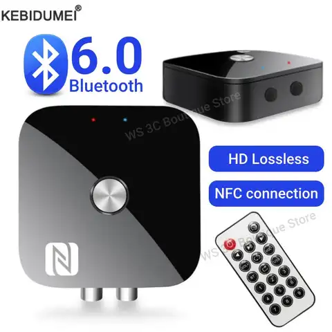 블루투스 6.0 오디오 리시버 NFC 3.5mm AUX RCA 스테레오 무선 어댑터 USB U-디스크 HIFI 무손실 음악 차량용 키트 스피커
