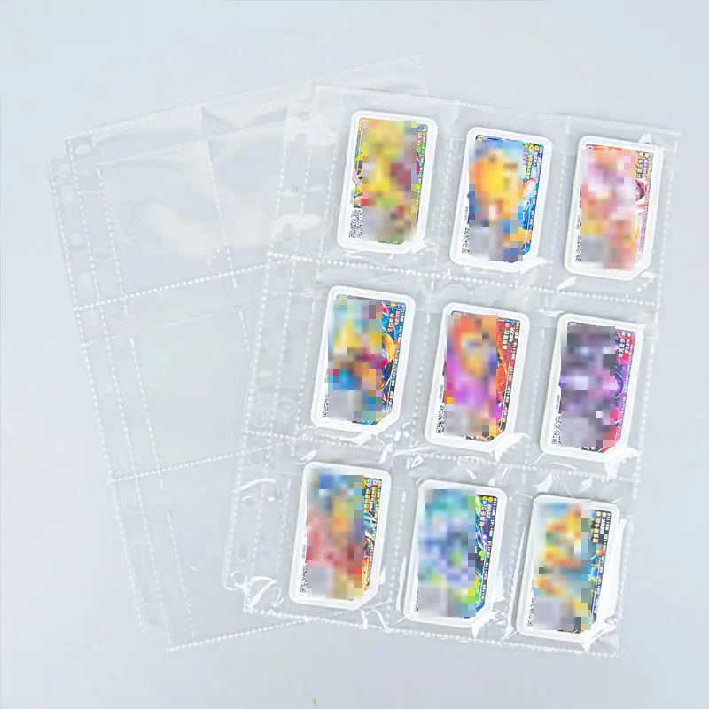 50pcs 9 Pocket Transparent Clear Photo Album Refill Page File Protector Loose Leaf 11Hole Ring Binder Storage Game Card Notebook