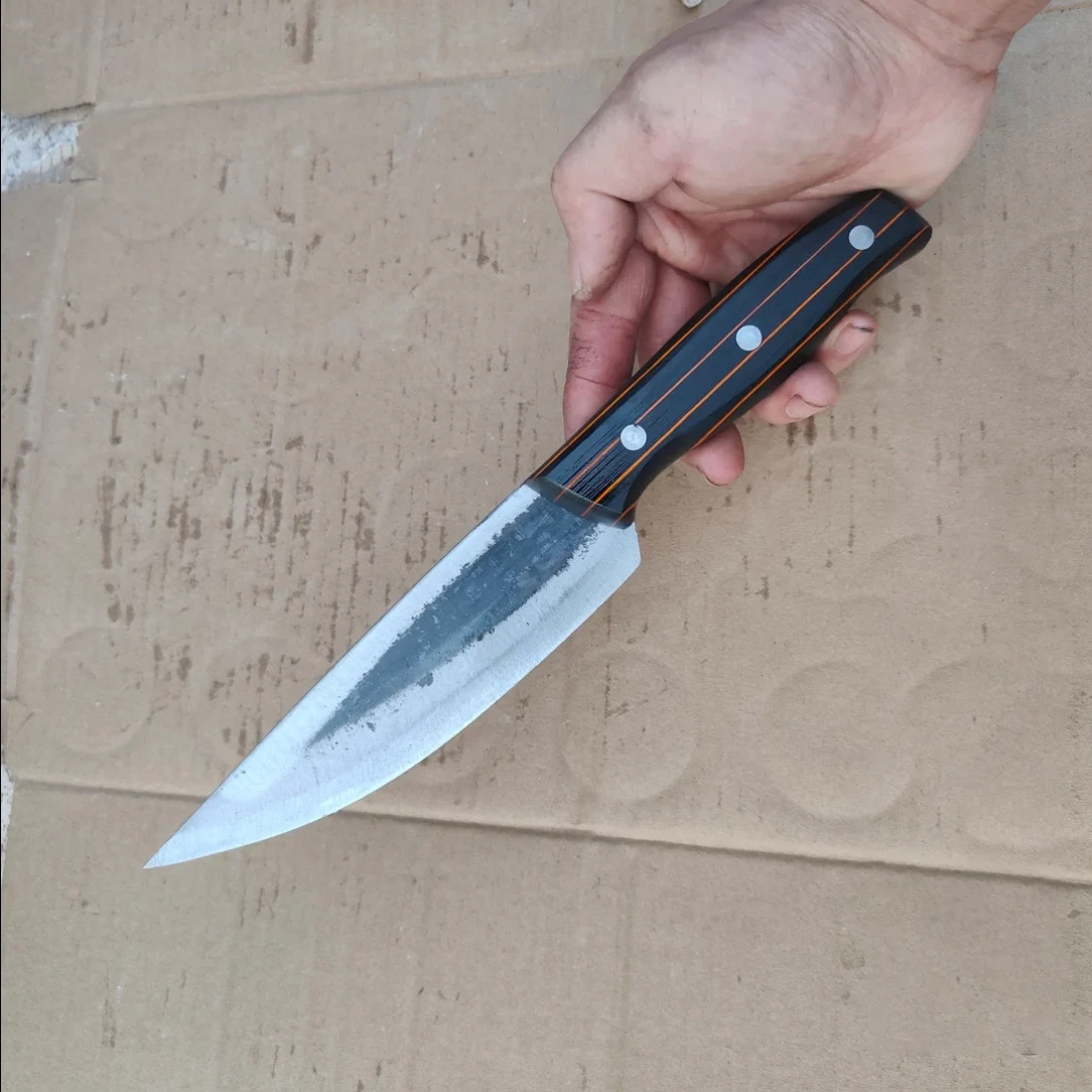 

6.3 Inch Utility Knife Spring Steel Blade Wood Handle Chef Slicing Cleaver Steak Paring Barbecue Handmade Forged Kitchen Knife