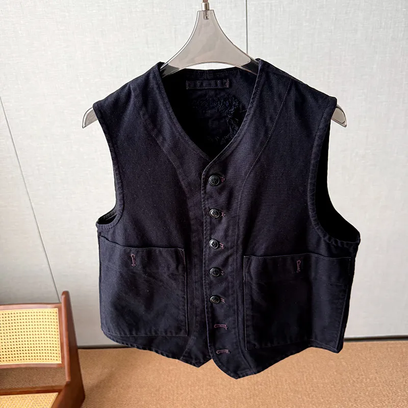 Tooling style, casual commuting, literary and artistic stacking, denim vest, early autumn new simple and versatile