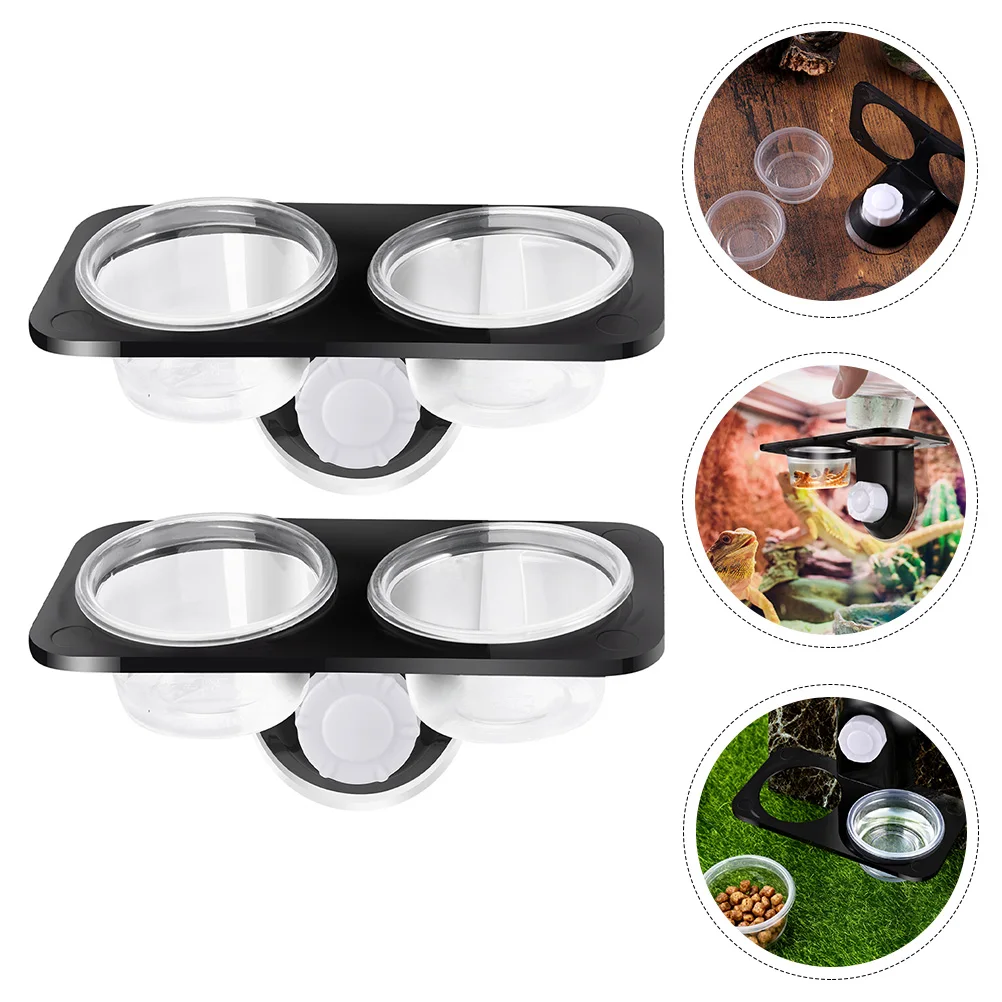 

2pcs Reptile Food Bowl With Suction Cup Large Capacity Water Basin For Lizard Gecko Spider Green Iguana Pet Feeding Supplies