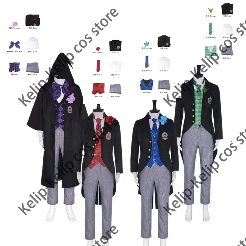 

Anime Black Butler Cos Public School Series P4 Herman Greenfil Cosplay Costume School Uniforms Man Carnival Halloween Suit