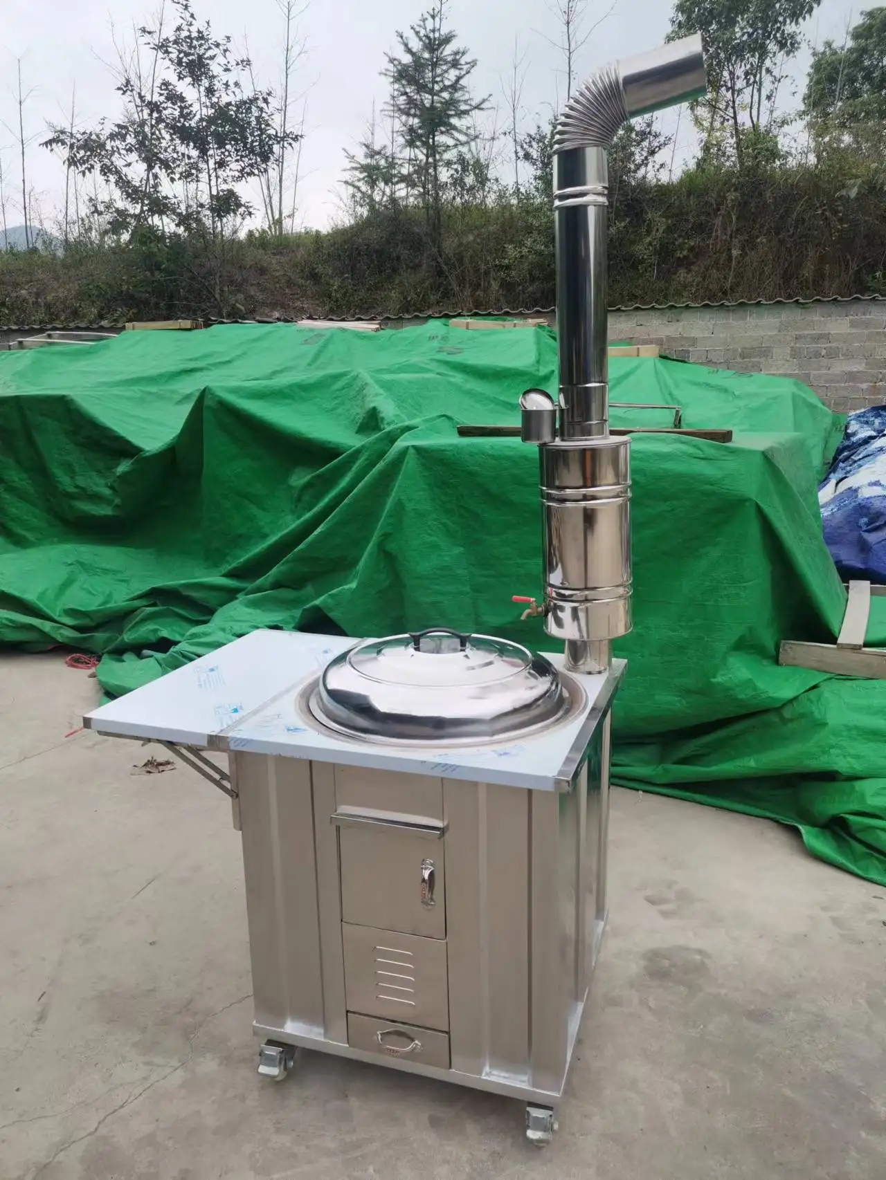 Customized diameter 56cm-single stove mobile outdoor stainless steel firewood stove rural cauldron firewood stove mobile earth