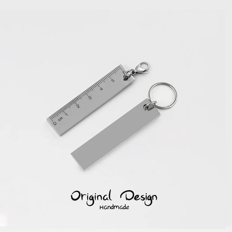 MINI Ruler Keychain Titanium Steel Anti Loss Label, Male Creative Key Chain, Student Backpack Pendant,Non Fading, Lightweight