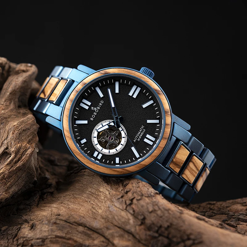 BOBO BIRD Top Brand Men's Wooden Watches Automatic Watch Fashion Mechanical Wristwatch Gift Box Support Customized Dropshipping