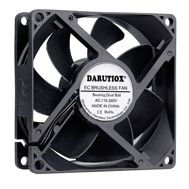 Darutiox Dual Ball 92mm 9225 EC Brushless Fan AC 110V 115V 120V 220V 240V Axial Fan 92mm x 92mm x 25mm Comes with Srews/