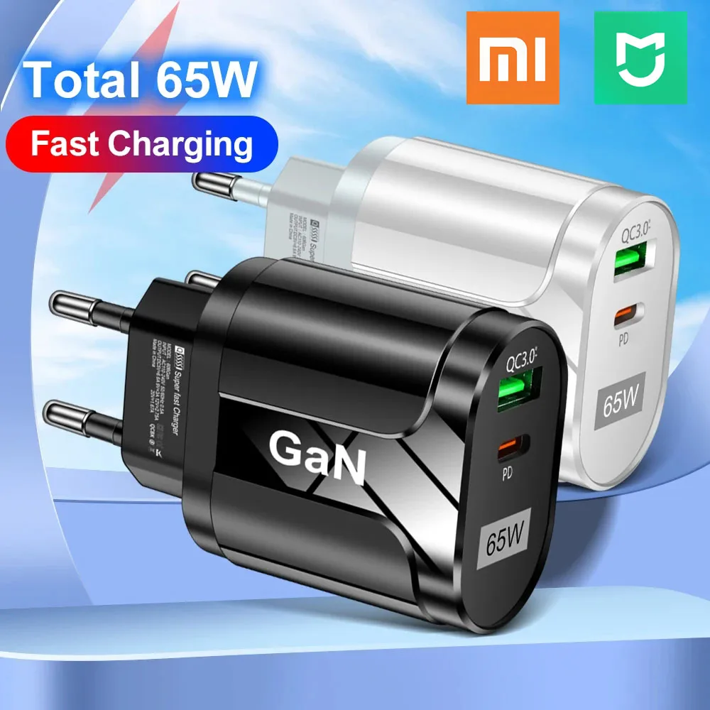 

Mijia GaN 65W PD USB Type C Charger Mobile Phone Quick Charge Type C Wall Charger KR Plug Charger For iPhone Xiaomi Samsung