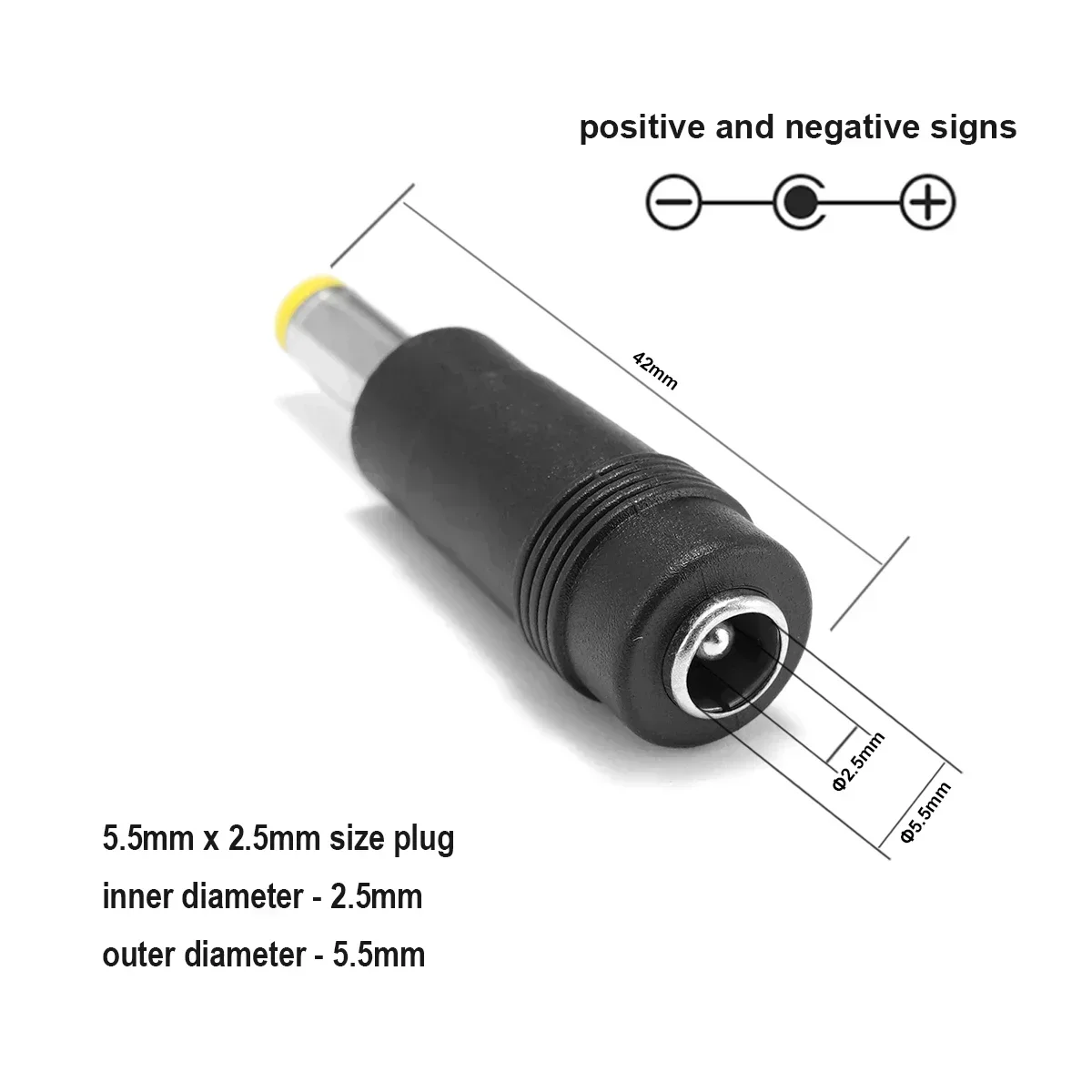 Connecteur d\'adaptateur d\'alimentation CC pour ordinateur portable, prise de conversion, appareils ménagers, femelle à mâle, 5.5x2.5mm, 5.5x2.1mm