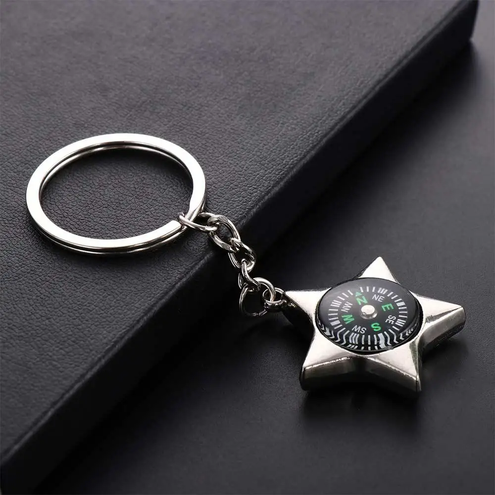 

Compass Keychain Five-pointed Star Keyring Compass Ring Key Holder Gifts Keychain