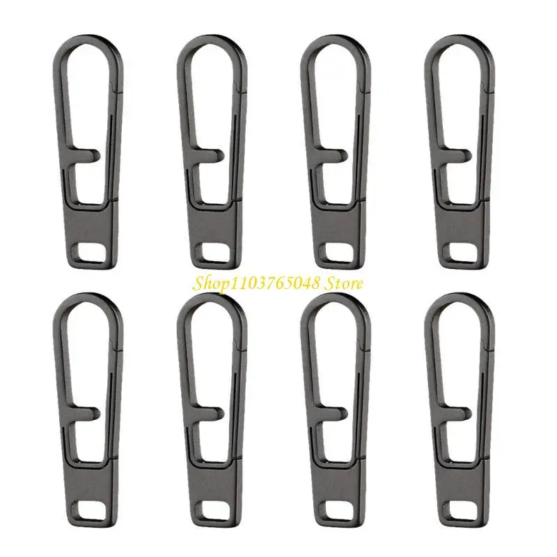 R53E 8Pcs Titaniums Alloy Zippers Puller Headers Hanging Buckles Detachable Zippers Puller Outdoor  Connectors Keychains