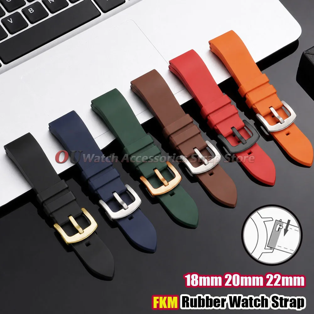 18mm 20mm 22mm FKM Rubber Watch Strap for Rolex for Seiko for Omega Quick Release Replacement Universal Men Women Sport Bracelet