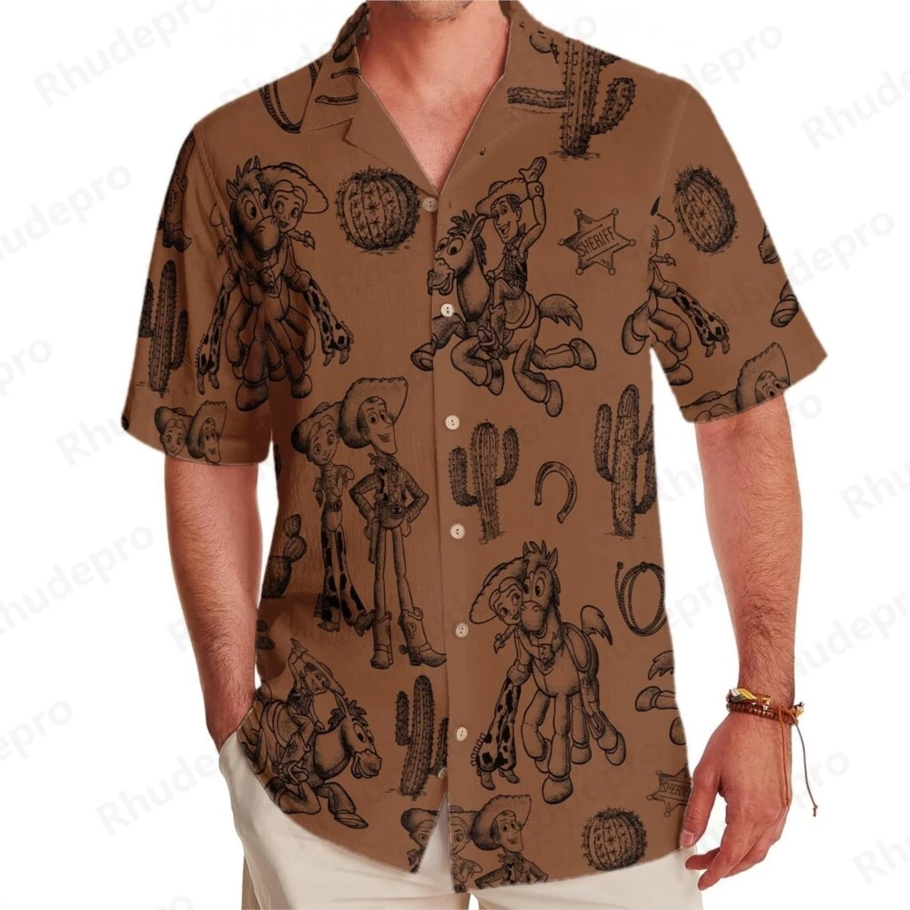 Disney Toy Story Cowgirl Cowboy 2025 Western Country Hawaiian Shirt 3D Print Hip Hop Vintage Men Women Button Short Sleeve Shirt