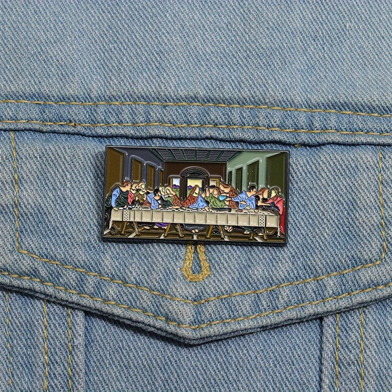 1pcs creative art elegant brooch metal material the last supper for men and women wear matching