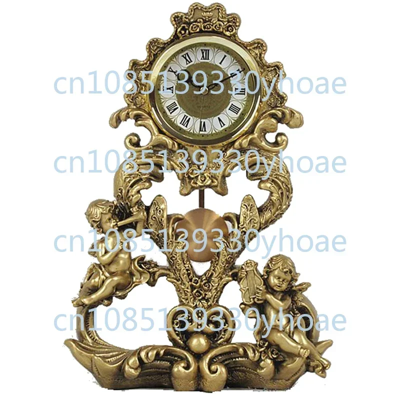 European ornament craftsmanship desk clock desktop desk clock living room luxury angel pendulum clock