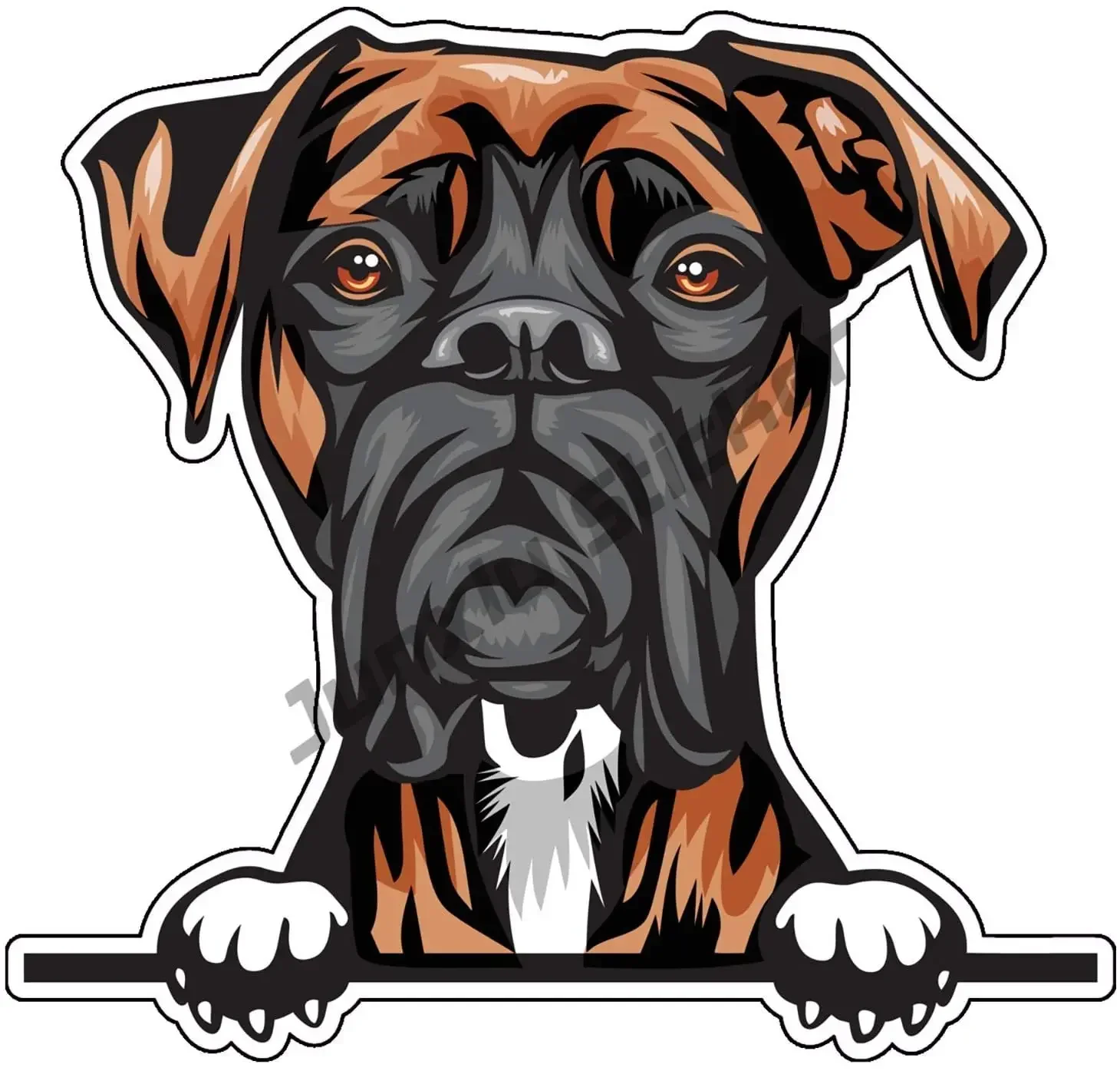 Funny Boxer Dog Vinyl Decal 'Boxer on Board' Cartoon Sticker for Car Laptop Truck Window Wall Decor