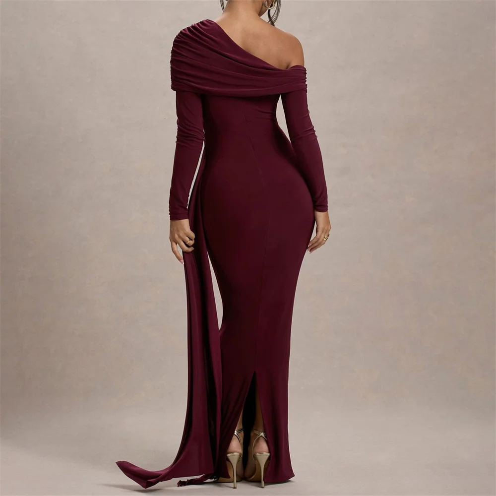 ROYET One Shoulder Pleat Elegant Simple Mermaid Evening Dress Sweep Train Floor Length Formal Prom Gown New 2025 Customized