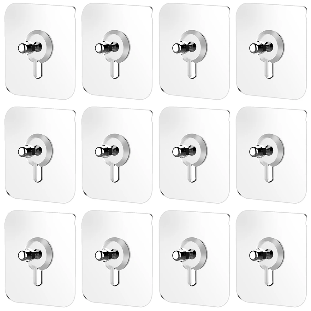 

12 Pcs Suction Cups Clear Plastic No Trace Nail Wall Hooks Glass Window Mirror Hanging Craft Key Storage Display