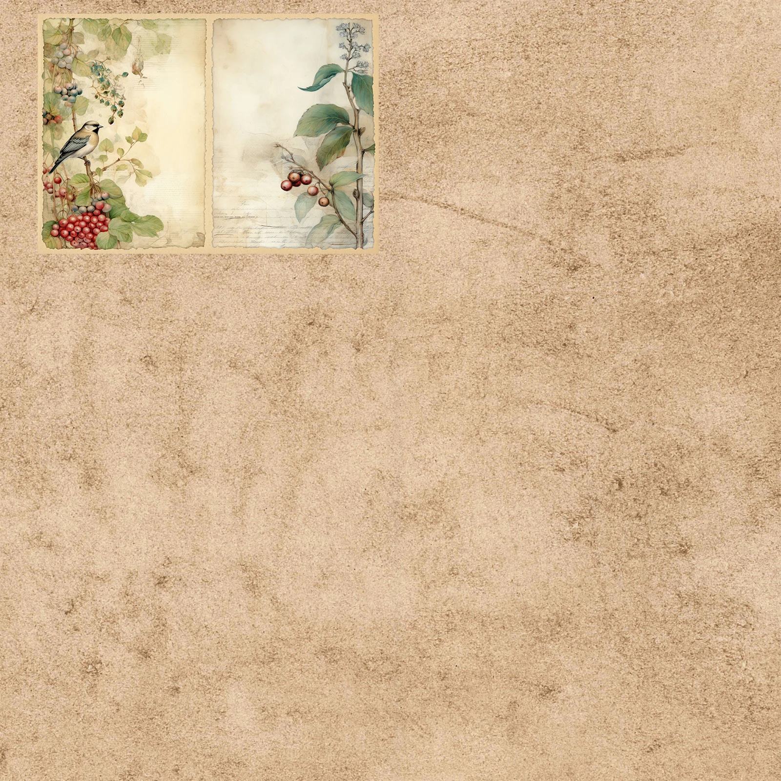 10 Sheets A5 Size Christmas Holly Berry Bird Background Vintage Grunge Journal Planning Scrapbooking