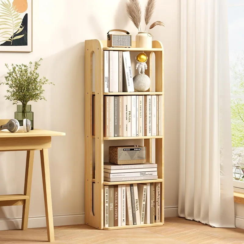 Solid wood bookshelf Shelf Floor-to-ceiling children's bookcase Bedroom wall Small narrow cabinet Shelf