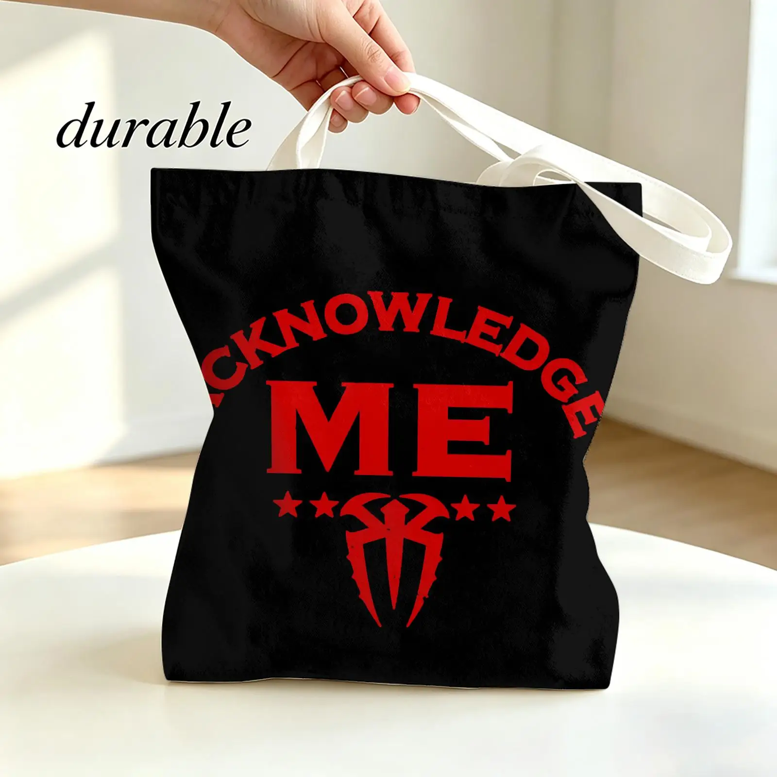Roman R-Reigns OTC Storage Bags Canvas Tote Bag Double-Sided Print Lightweight Shoulder Travel Beach Bag Gift Eco