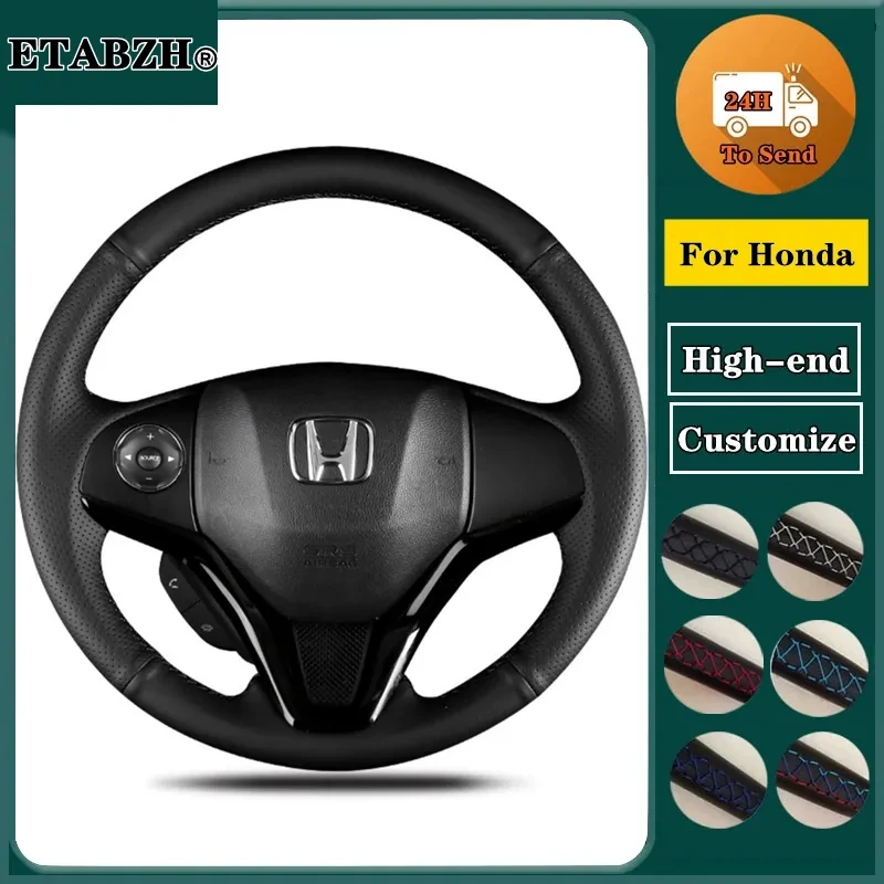 

Customize Braid Microfiber Leather Car Steering Wheel Cover For Honda Fit 2014 2015 Vezel 2014 XRV Steering Wrap Car Accessories