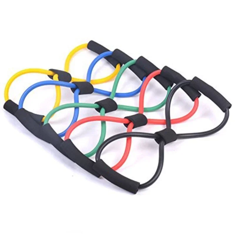 Hot Selling Spot Open Back Chest TPE Yoga Fitness Elastic Rope Tension Belt Eight Shaped Tensioner