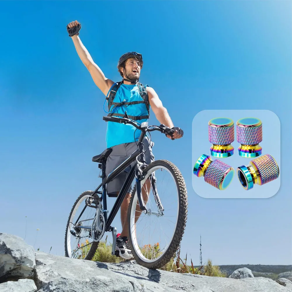 أغطية جذع صمام الإطارات، ملحقات أغطية صمامات العجلات المصنوعة من الألومنيوم المؤكسد، عالمية للسيارات وسيارات الدفع الرباعي والدراجات والشاحنات والدراجات النارية #4