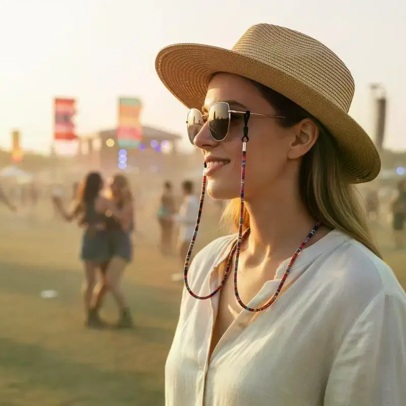 Cotton Glasses Neck Strap: High-End Ethnic Rope Chain for Sunglasses & Eyewear with Non-Slip Fixing for Sports & Daily Use