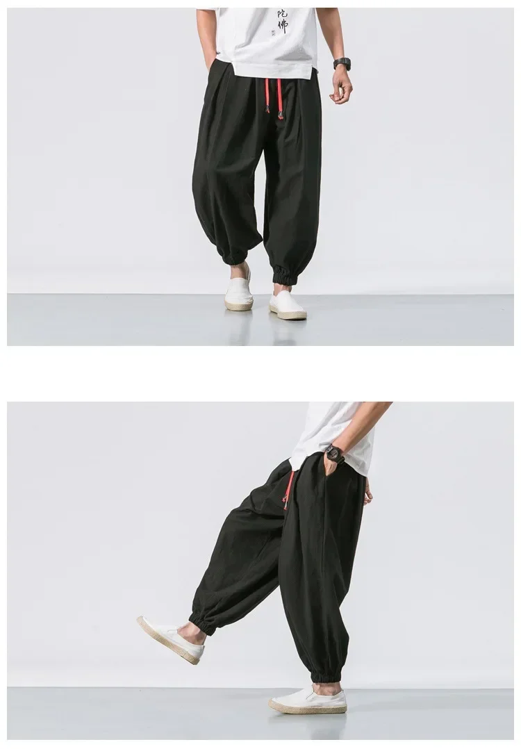 Neue Trendy Männer Harem Hosen Lose Übergroßen Stil Baumwolle und Leinen Hohe Qualität Jogger Jogginghose Casual Männliche Hosen – Detail 13