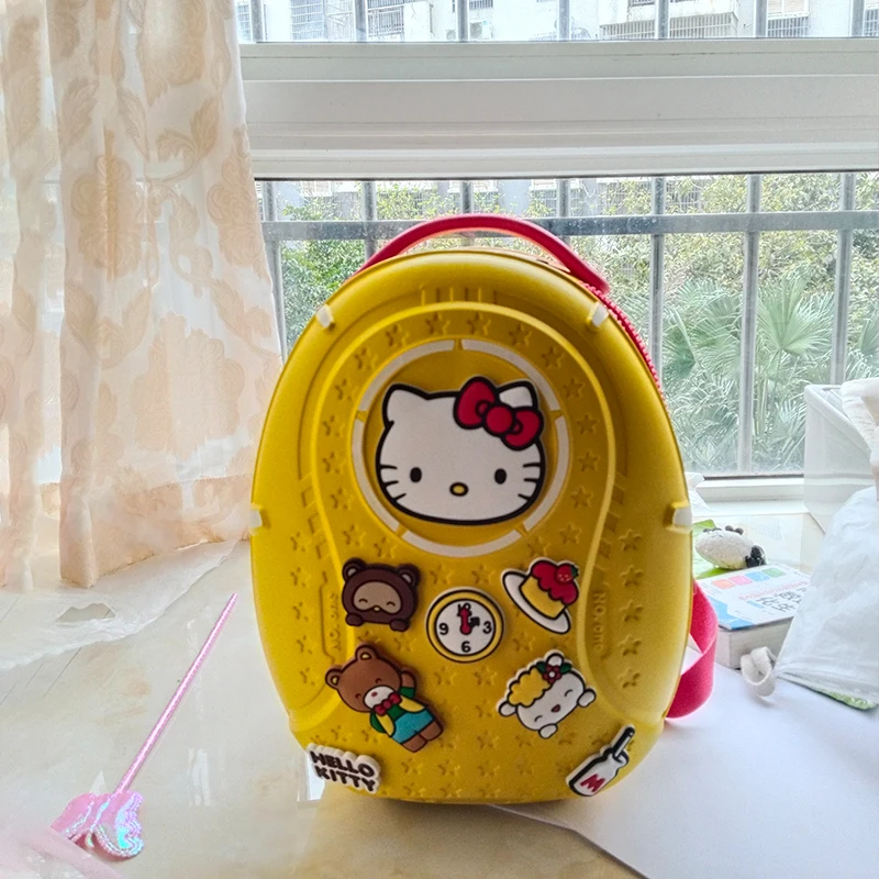 Hello Kitty Diy Children'S Backpack Cute Cartoon Anti Hunchback Student Backpack Travel Bag