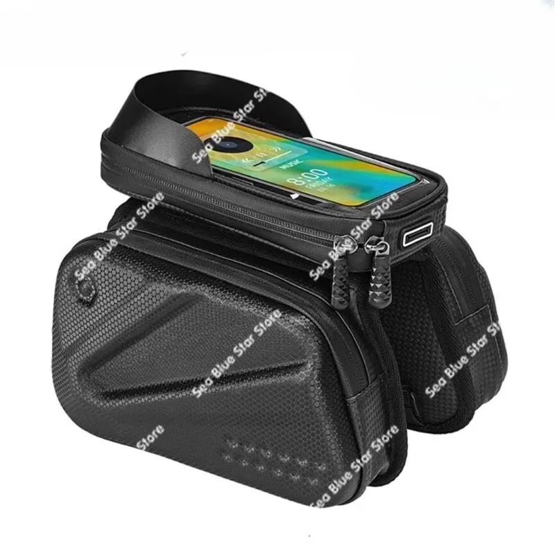 Bicycle bag Front beam  Waterproof hard shell   Mountain bike beam bag Front hanging tube  Touch screen hanging bag