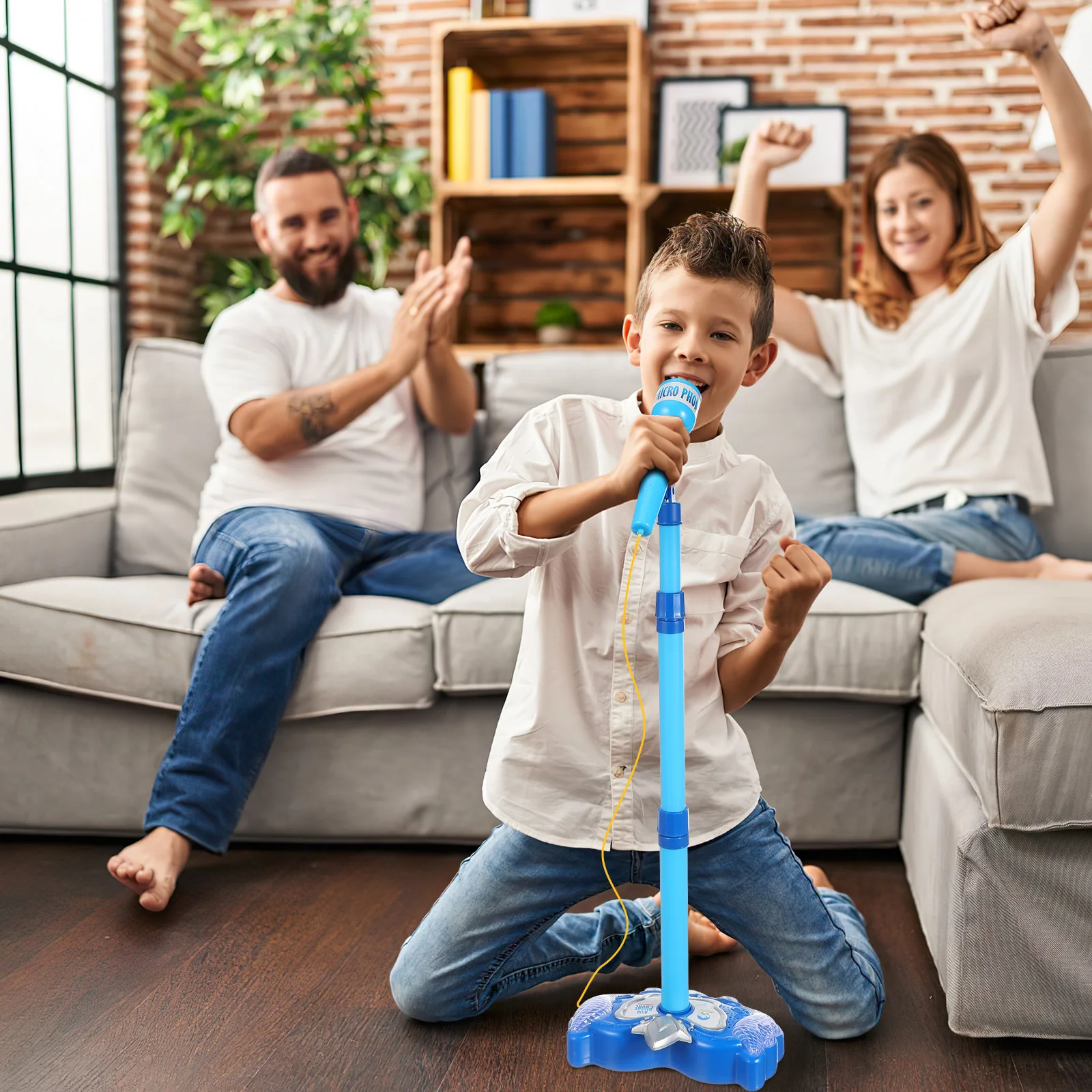 ميكروفون للأطفال باللون الأزرق التعليمي المبكر للفتيات والأولاد يطور الإبداع والتفكير والإدراك بالألوان