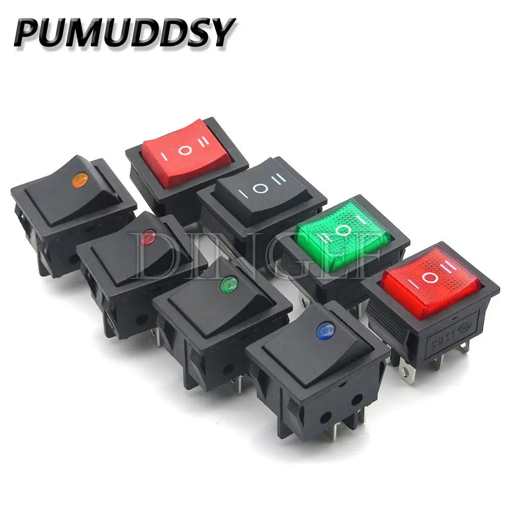 1PCS rocker switch KCD4 4PIN 6PIN 2 / 3 position ON-OFF Mini with light cat-eye 220V LED rocker switch button 16A 30A 250VAC 20A