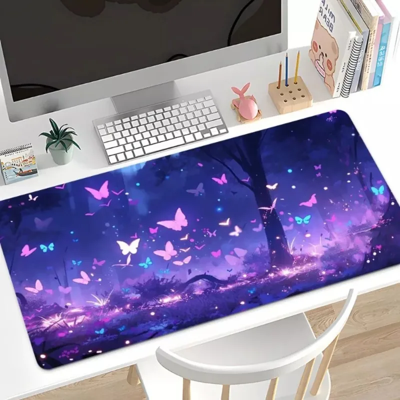 Cartoon Landscape Mouse Pad Colorful Ink Stripe Green Leaf Desk Mat Game Esports Room Exclusive Non-slip Decorative Mouse Pad