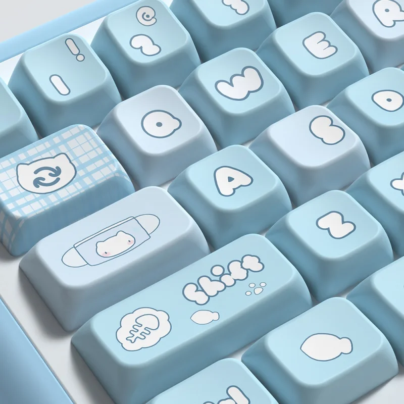 Imagem -06 - Cute Anime Cat Theme Keycaps Water Colored pc Keycap Custom para Teclado Mecânico com Layout Iso Perfil Mac 137 Chaves 158 Chaves