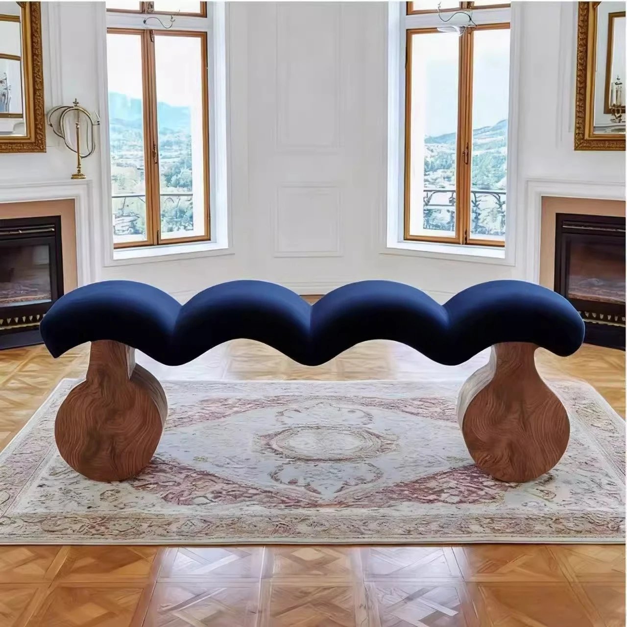 Nordic designer mushroom sofa chair solid wood special-shaped single seat light luxury high-end living room bedside stool