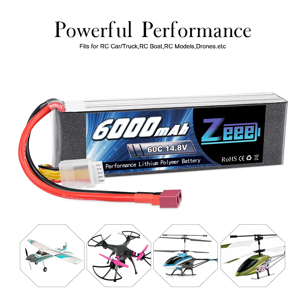 Zeee 4S 6000mAh Lipo batteria 14.8V 60C Softcase con Deans Plug per RC Car Racing Truck Buggy FPV Drone RC Hobby Model Parts