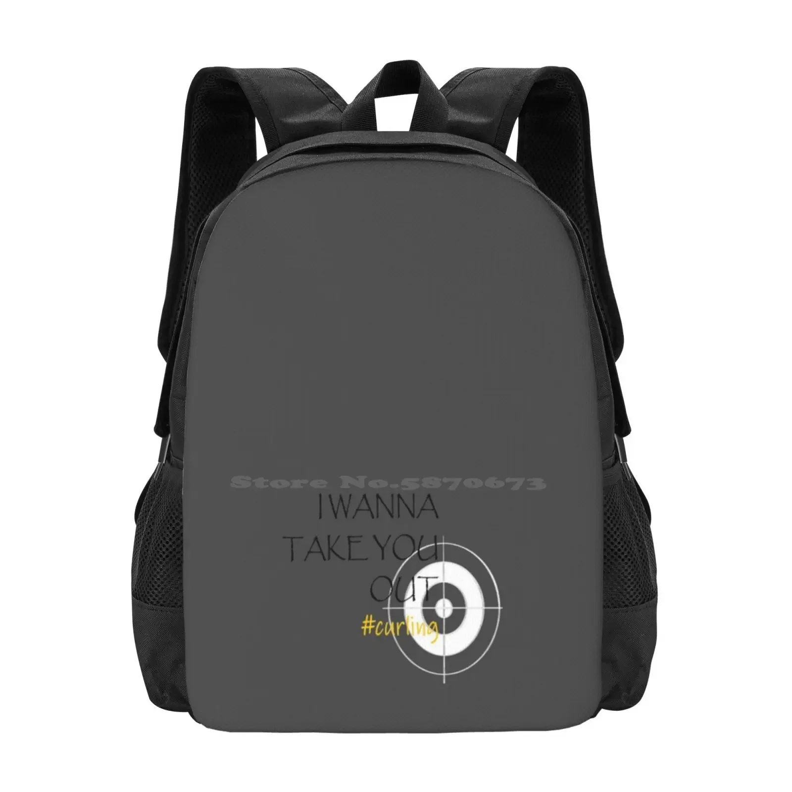 

Curling Pick-Up Line - I Wanna Take You Out - Dark Grey Hot Sale Schoolbag Backpack Fashion Bags Couples Matching Match Outfit
