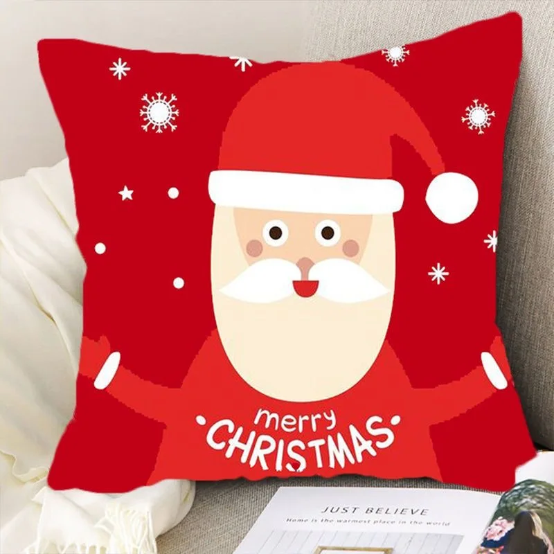 Christmas cartoon pillow cover, Santa Claus, reindeer, snowman, cute pillowcase, home celebration, red creative gift