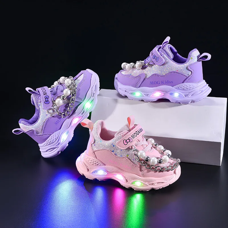 

Модная универсальная обувь для девочек, новинка лета 2023 года, детские кроссовки, простая повседневная обувь для девочек, нескользящая детская обувь со светодиодной подсветкой, Zapatillas