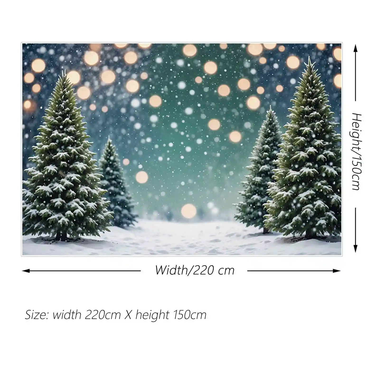 MOON.QG Snow Winter Green Backgrounds Pine Trees Field Outdoor Christmas Children Backdrops Custom Party Decor Photography Props